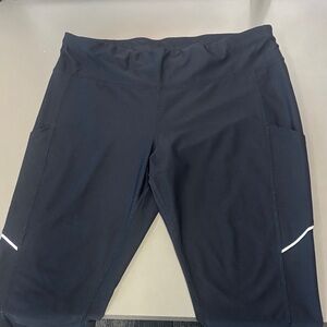 Black and Royal Blue Athletic Capris with Reflective Stripes Bundles of 2